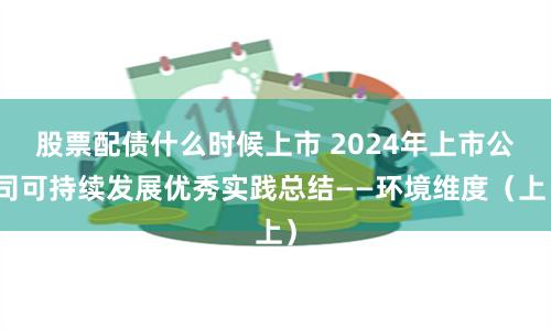 股票配债什么时候上市 2024年上市公司可持续发展优秀实践总结——环境维度（上）